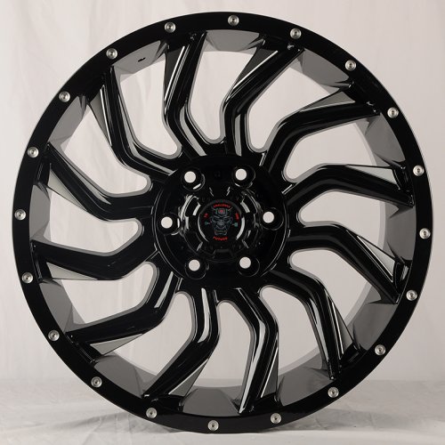 Anzoo JT192-20 9j-20 6*139.7 ET0 d110.1 Gloss Black+Milling Spoke&Rivet